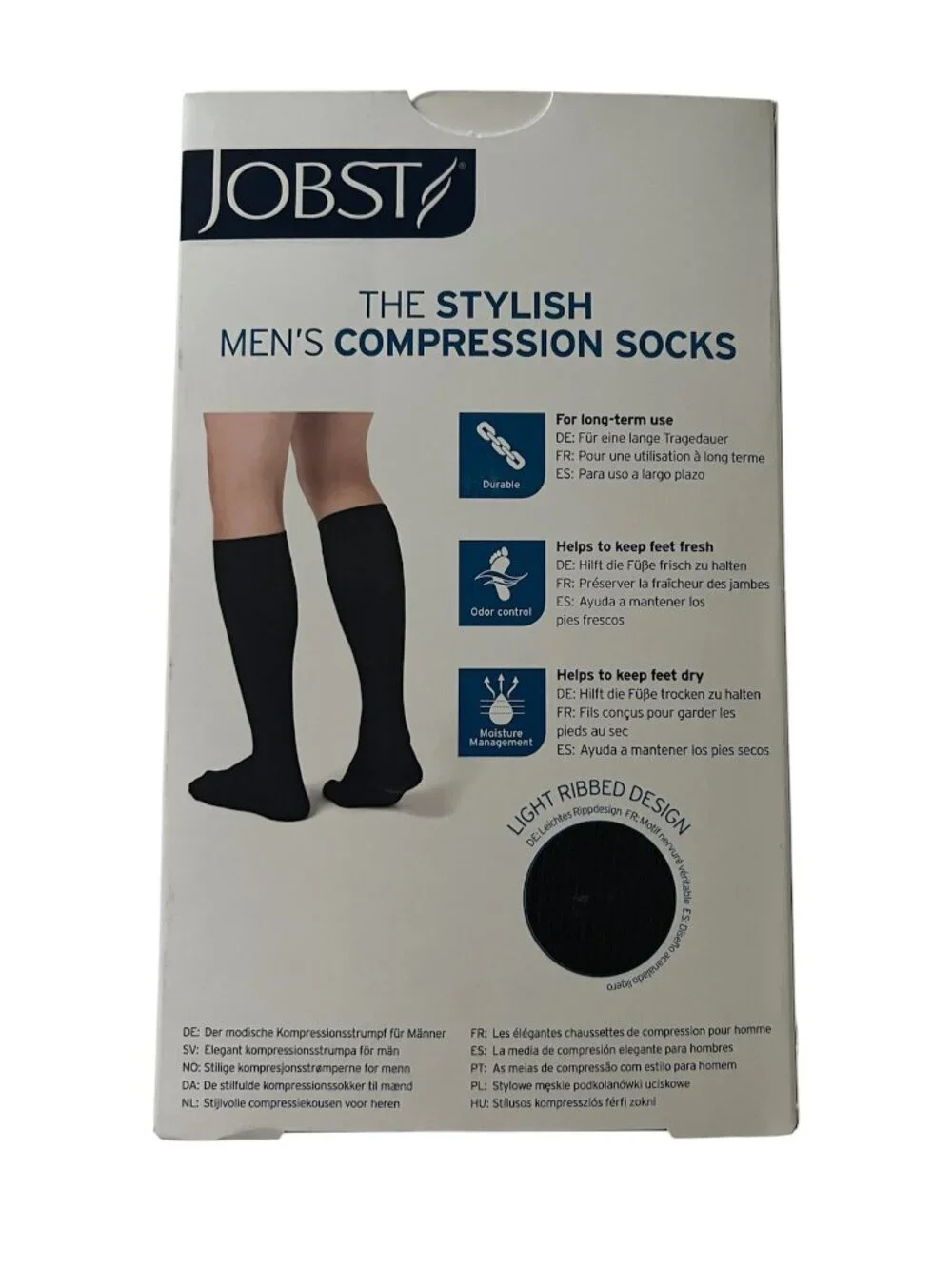 Jobst Mens Formen Knee High Compression Stockings 20-30mmHg Large Black New